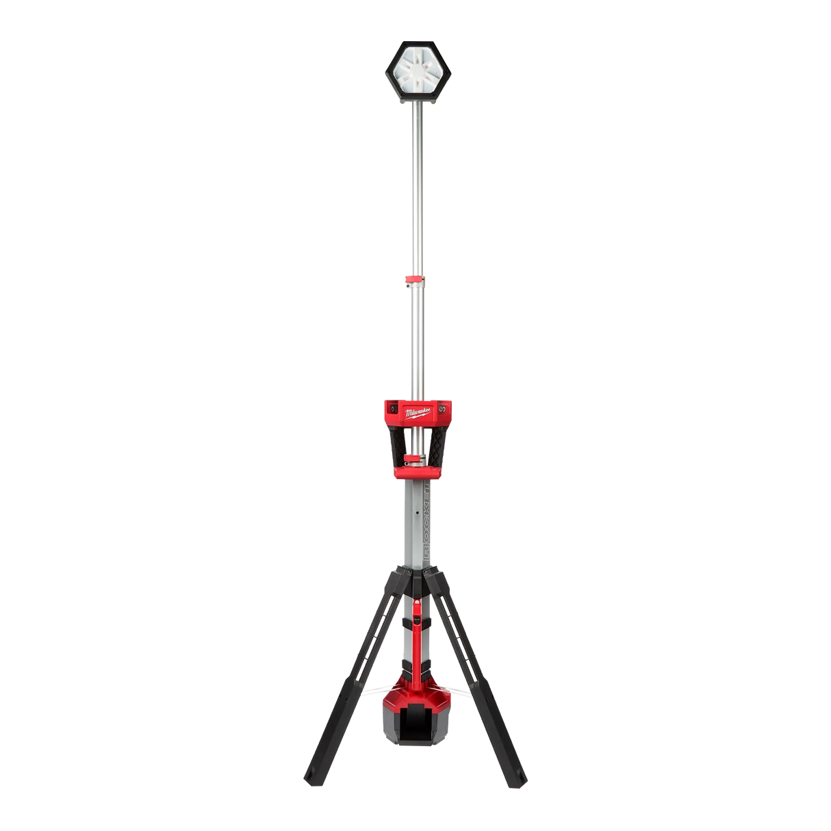 Torre de iluminación LED telescópica Milwaukee M18 ROCKET 2130-059 con trípode extensible y cabezal rotativo para trabajo profesional