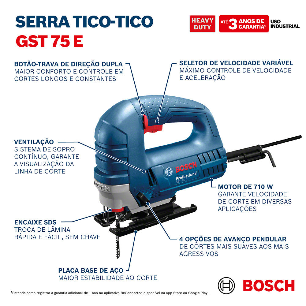 Sierra caladora Bosch GST 75 E 710W 220V c/1 Hoja de sierra