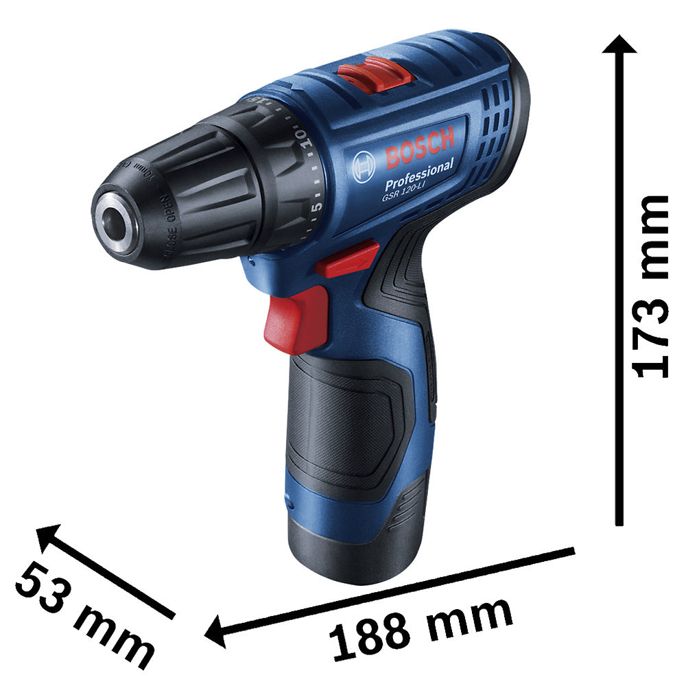 Taladro Atornillador Bosch GSR 120-LI 12V 2 bat+maletín