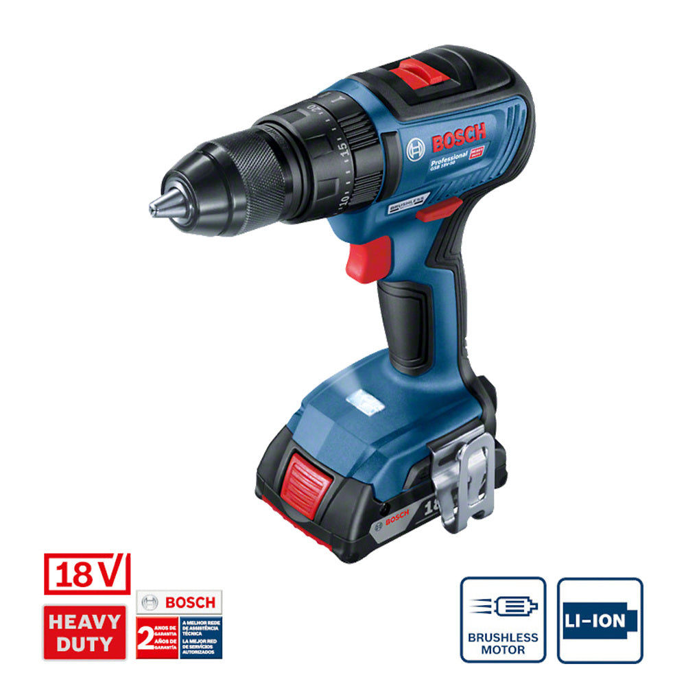 Taladro percutor atornillador Bosch GSB 18V-50 2 bat+maletín