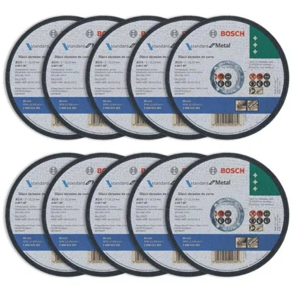 10 Discos De Corte Amoladora Bosch 2608619383 los 10