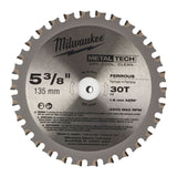 Disco para Sierra Circular de 5-3/8" de 30 dientes Milwaukee 48-40-4070 frontal