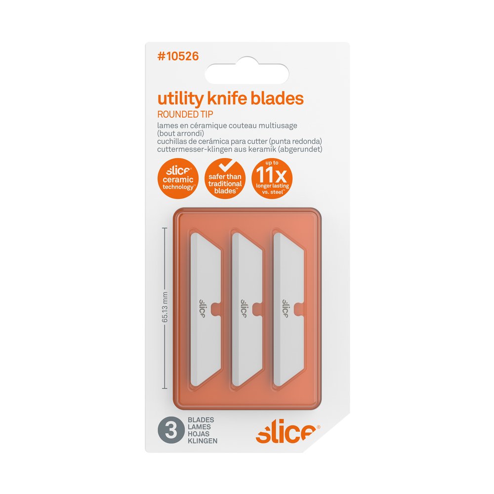 Hojas de Repuesto Cerámica Punta Redondeada para Cutters 3 Unidades Slice 10526 packaging