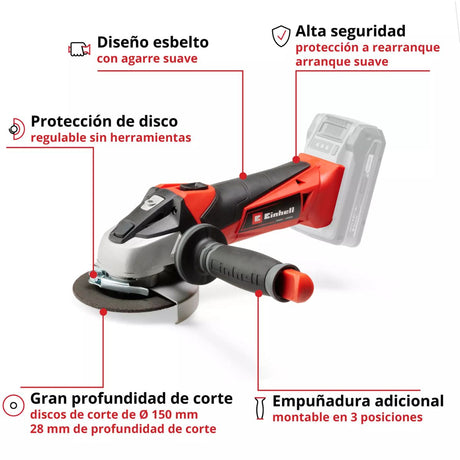 Amoladora Angular Inalambrica Einhell Bateria 4 Ah Amp Te-ag caracteristicas