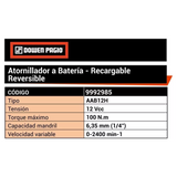 Atornillador Inalambrico 1/4 12v Dowen Pagio 2985. CARACTERISTICAS