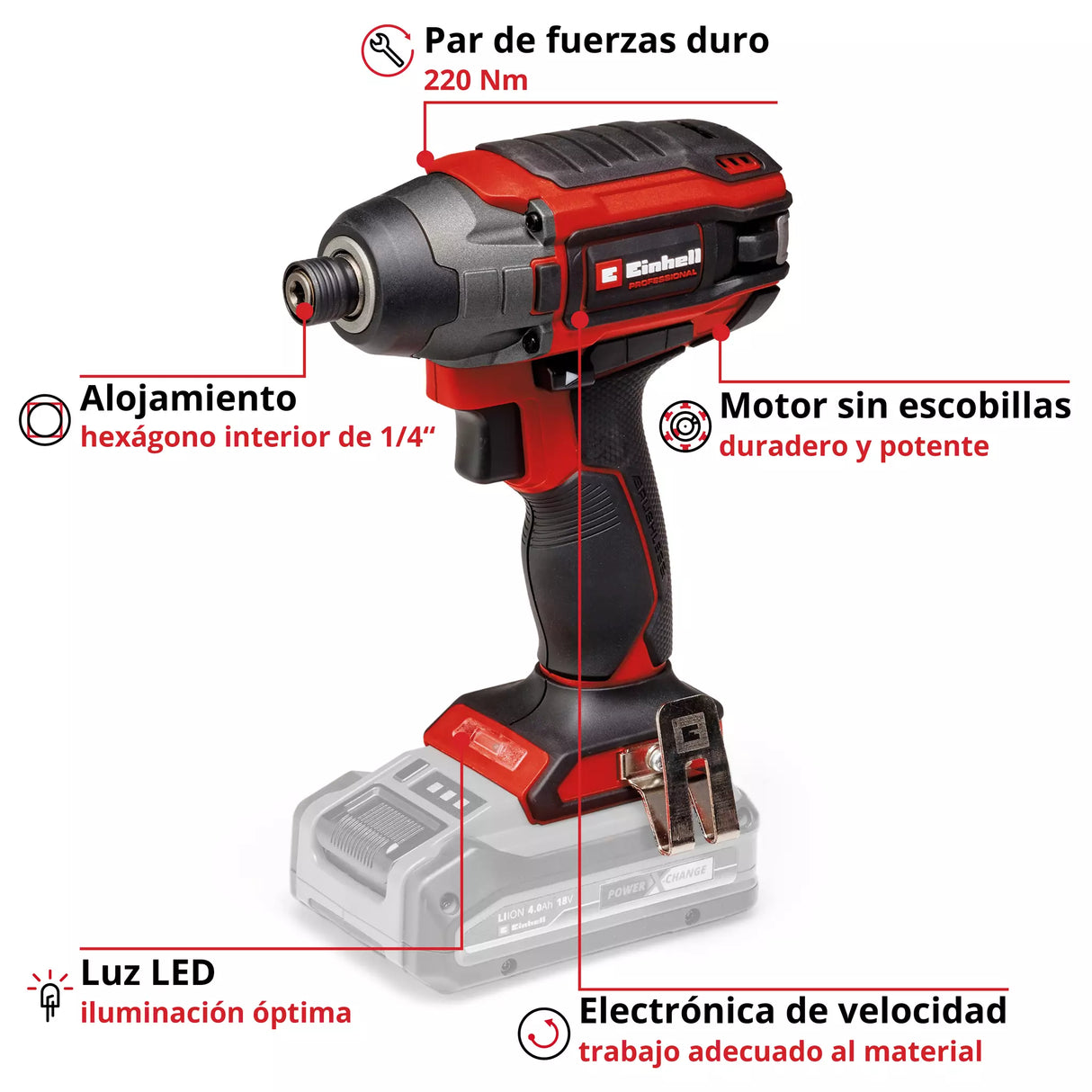 Atornillador de impacto inalámbrico Einhell TP-CI 18/220 Li BL - Solo caracteristicas