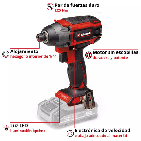 Atornillador de impacto inalámbrico Einhell TP-CI 18/220 Li BL - Solo caracteristicas