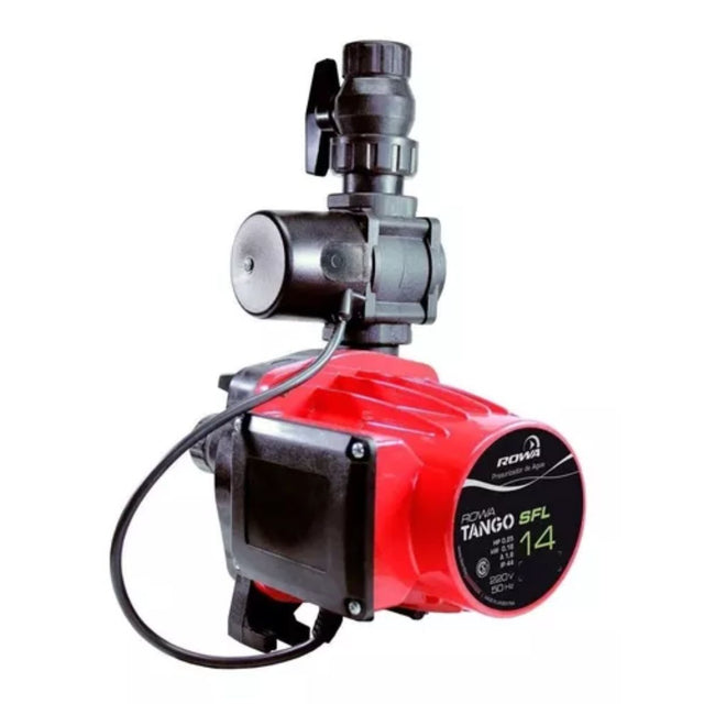 Imagen frontal de la bomba presurizadora Rowa Tango SFL 14, de 1/4 HP, mostrando su diseño compacto y resistente para uso doméstico o industrial