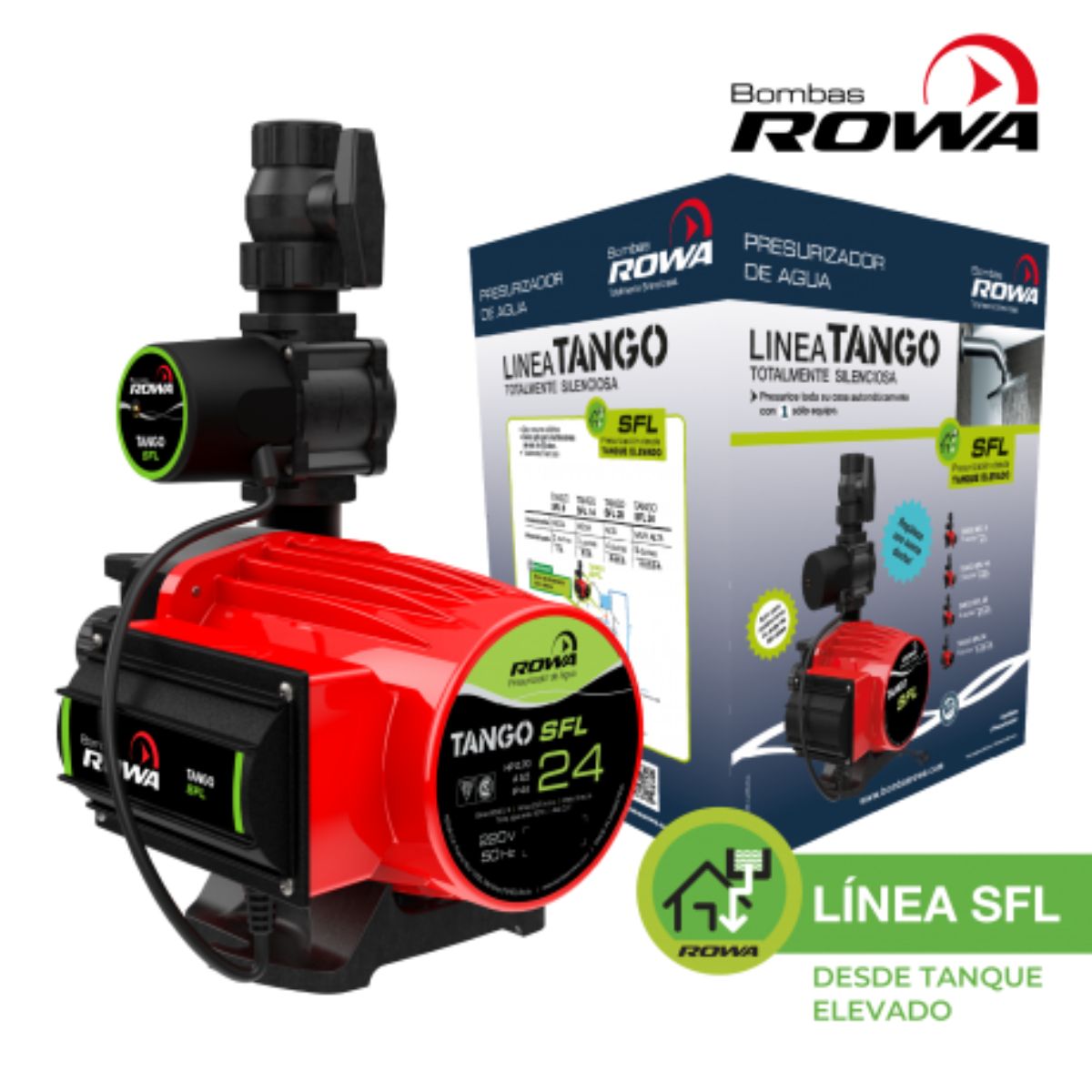 Bomba Presurizadora 7/10 HP Rowa Tango Sfl 24 tanque elevado linea