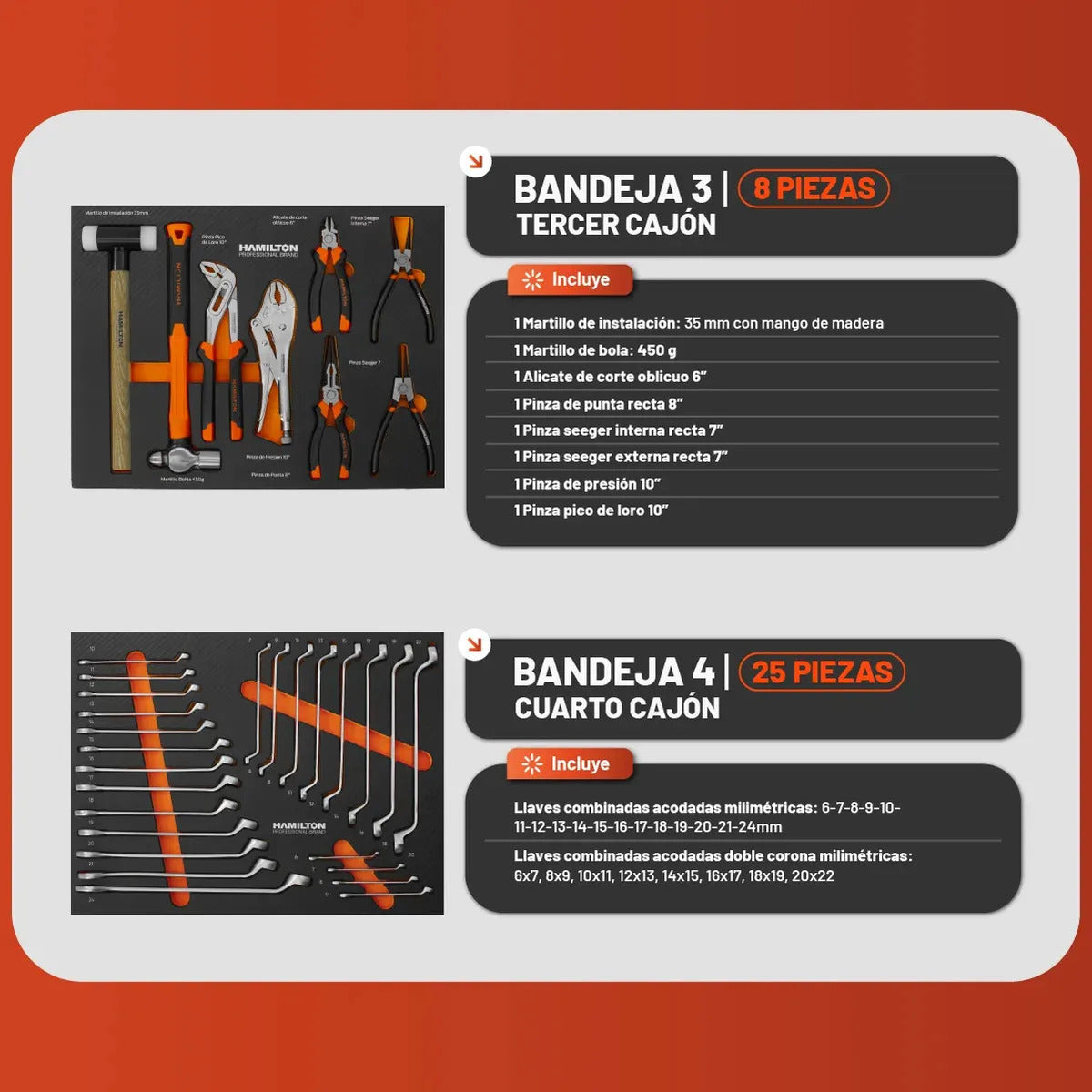 Carro Porta Herramientas Hamilton HCH001 Gabinete 7 en 1 herramientas incluidas