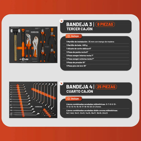 Carro Porta Herramientas Hamilton HCH001 Gabinete 7 en 1 herramientas incluidas