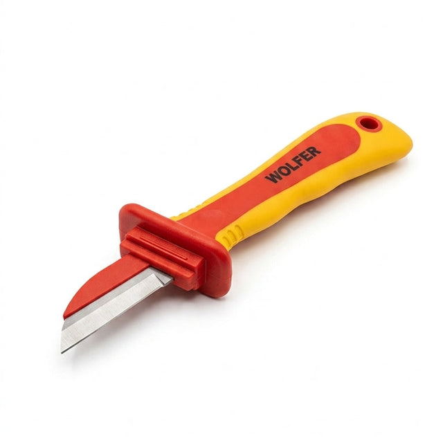 Cuchillo Pelacables Recto Aislado 1000v Wolfer frente
