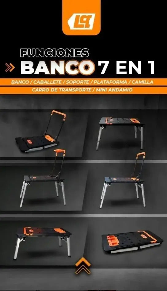 Banco mesa De Trabajo Plegable 7 En 1 Lusqtoff Hasta 150kg