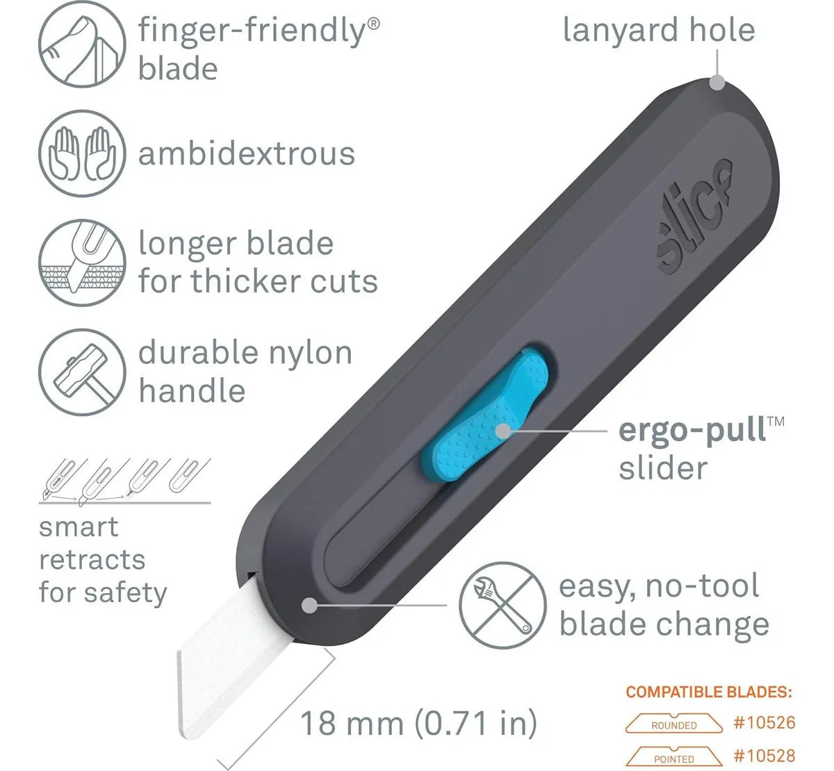 Cutter de Seguridad Auto-Retráctil con Hoja de Cerámica Slice 10558