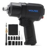 Llave Impacto Neumática Wolfer 1/2 1650 Nm + Kit 17 Pz Pro