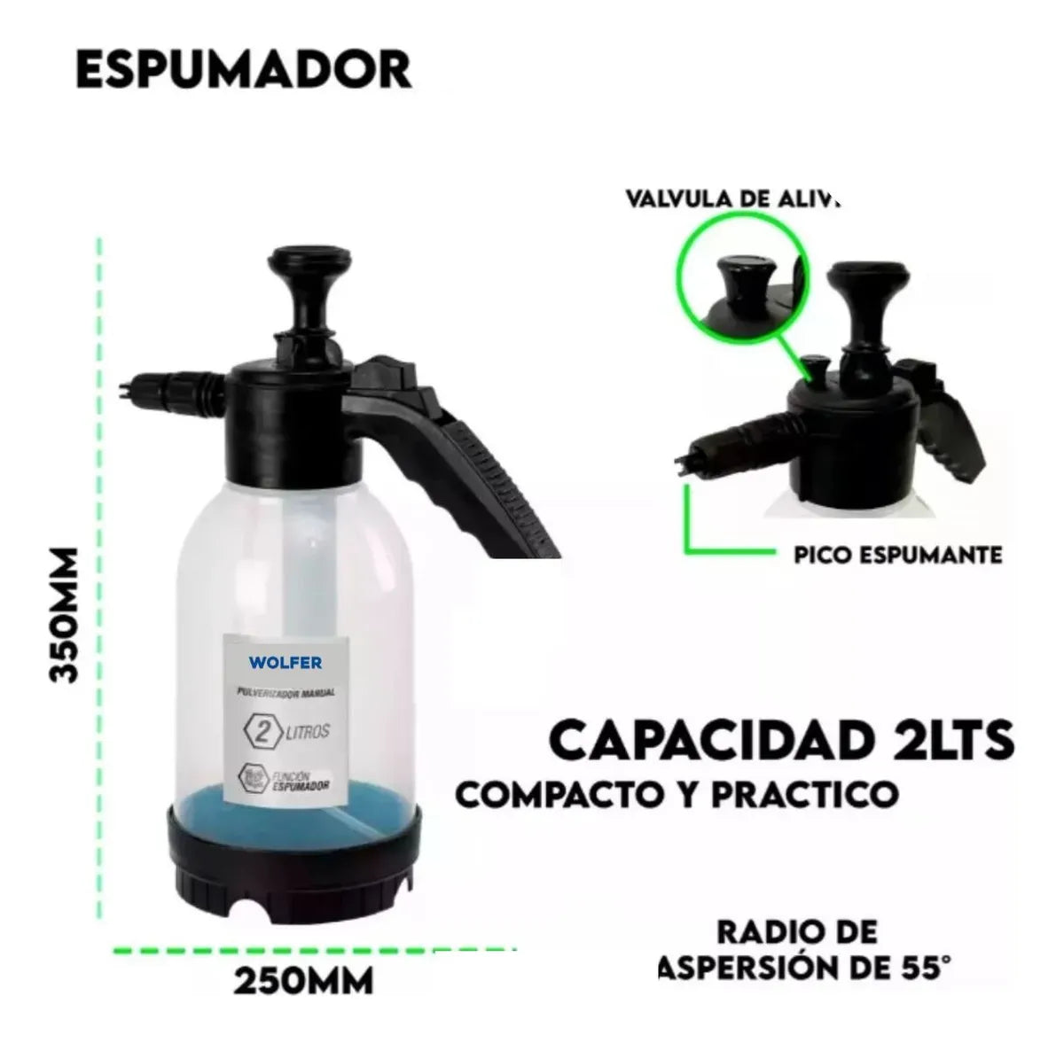 Pulverizador Rociador Generador De Espuma 2 Lts Wolfer FOAM-20