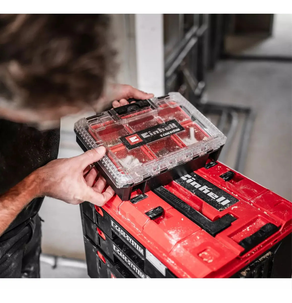 Caja E-case Mediana Organizador Con Compartimientos Apilable Negro