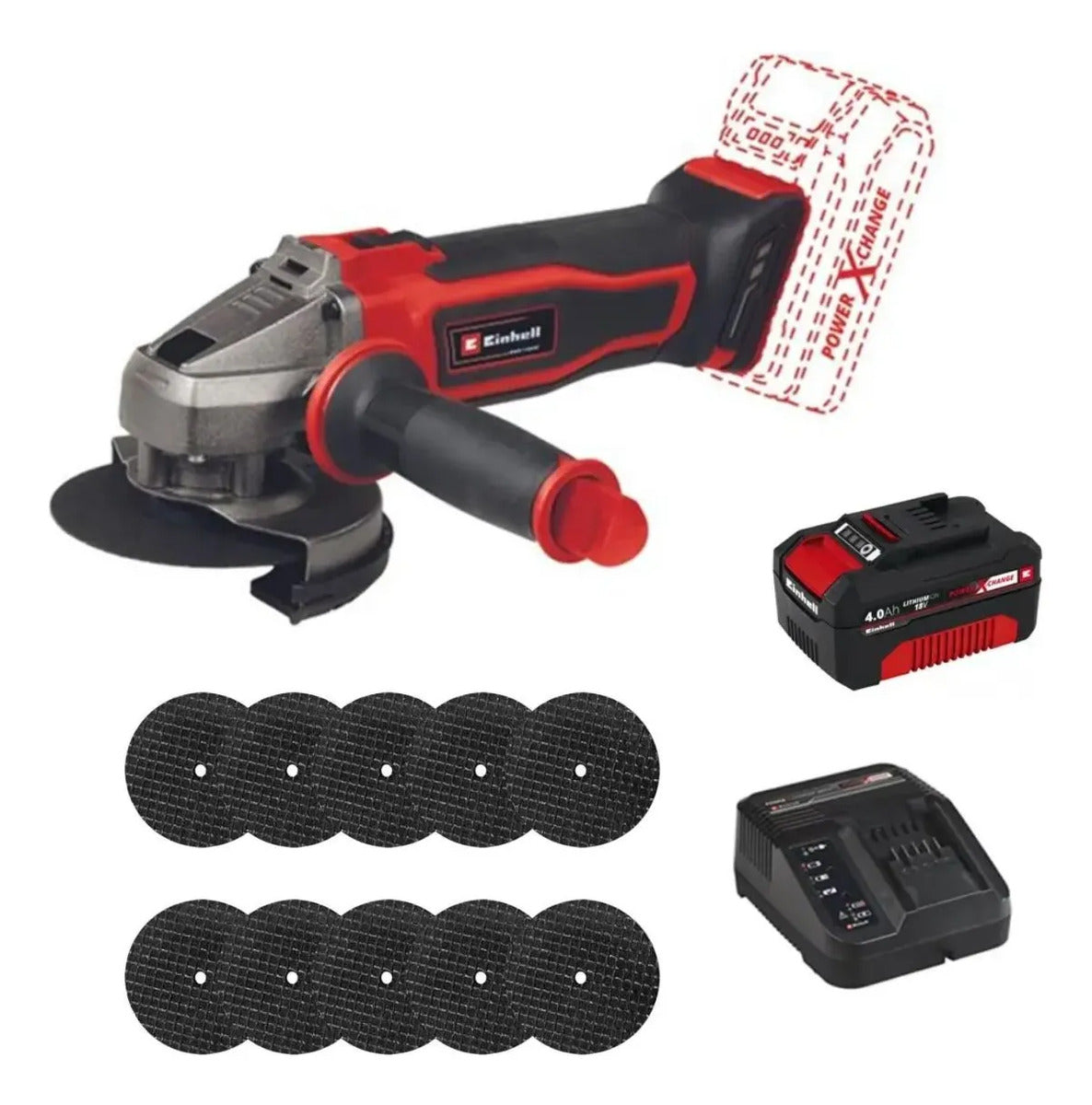 Amoladora Inalámbrica Einhell 18v Te-ag 18/115 2 Kit Discos