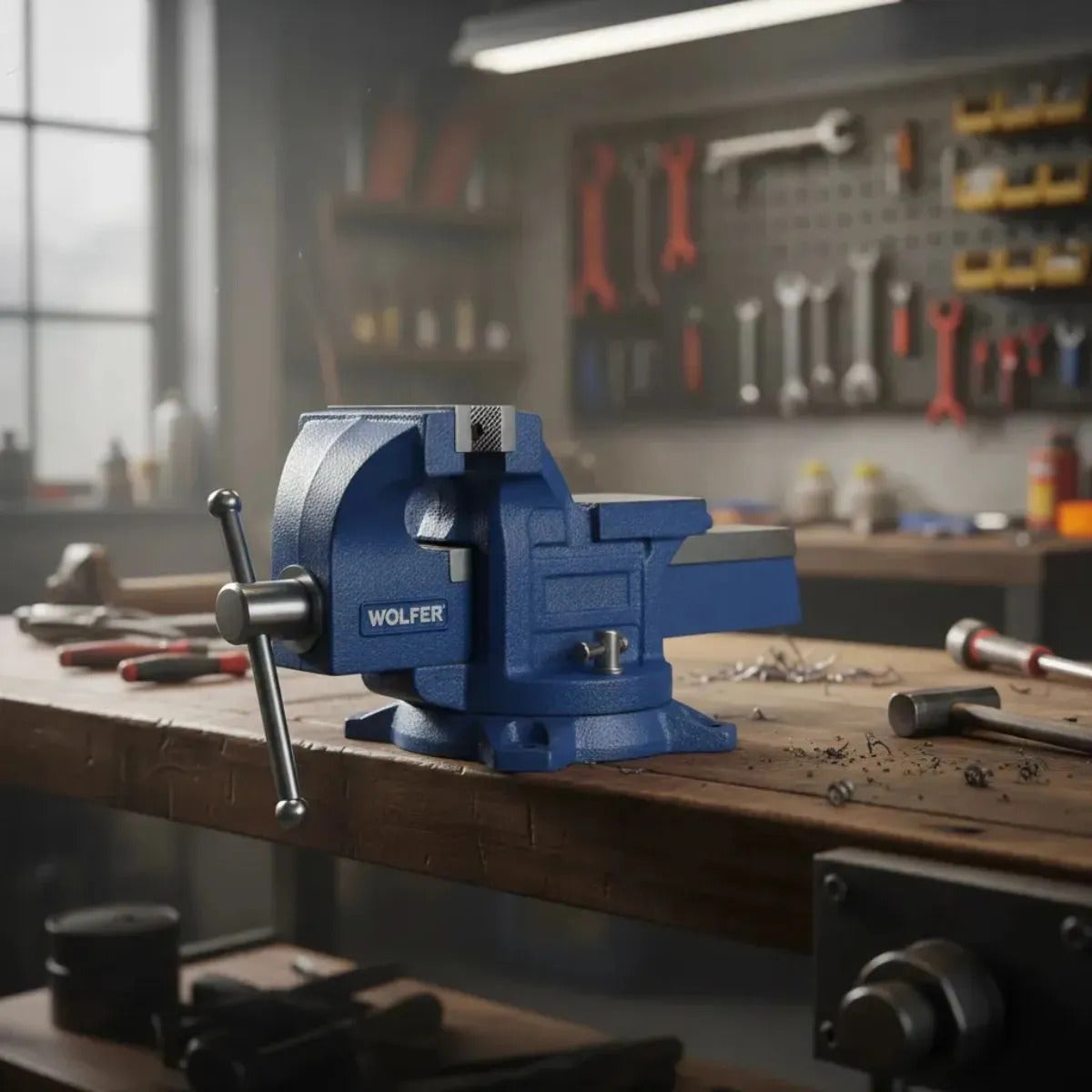 Morsa De Banco N° 4 Industrial Reforzada Base Giratoria Wolfer 100mm