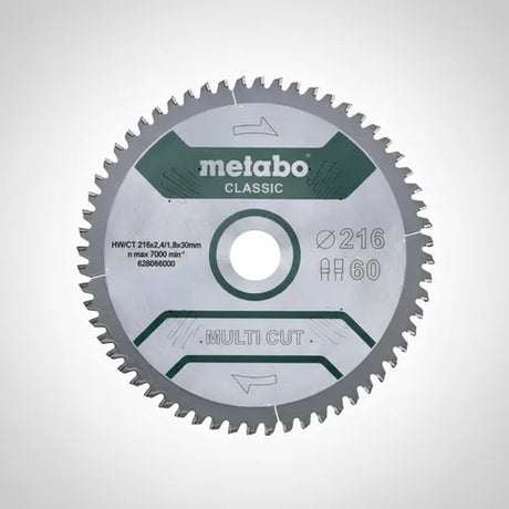 Hoja Sierra Disco Metal Madera 216mm 5° Negativo 60d Metabo.