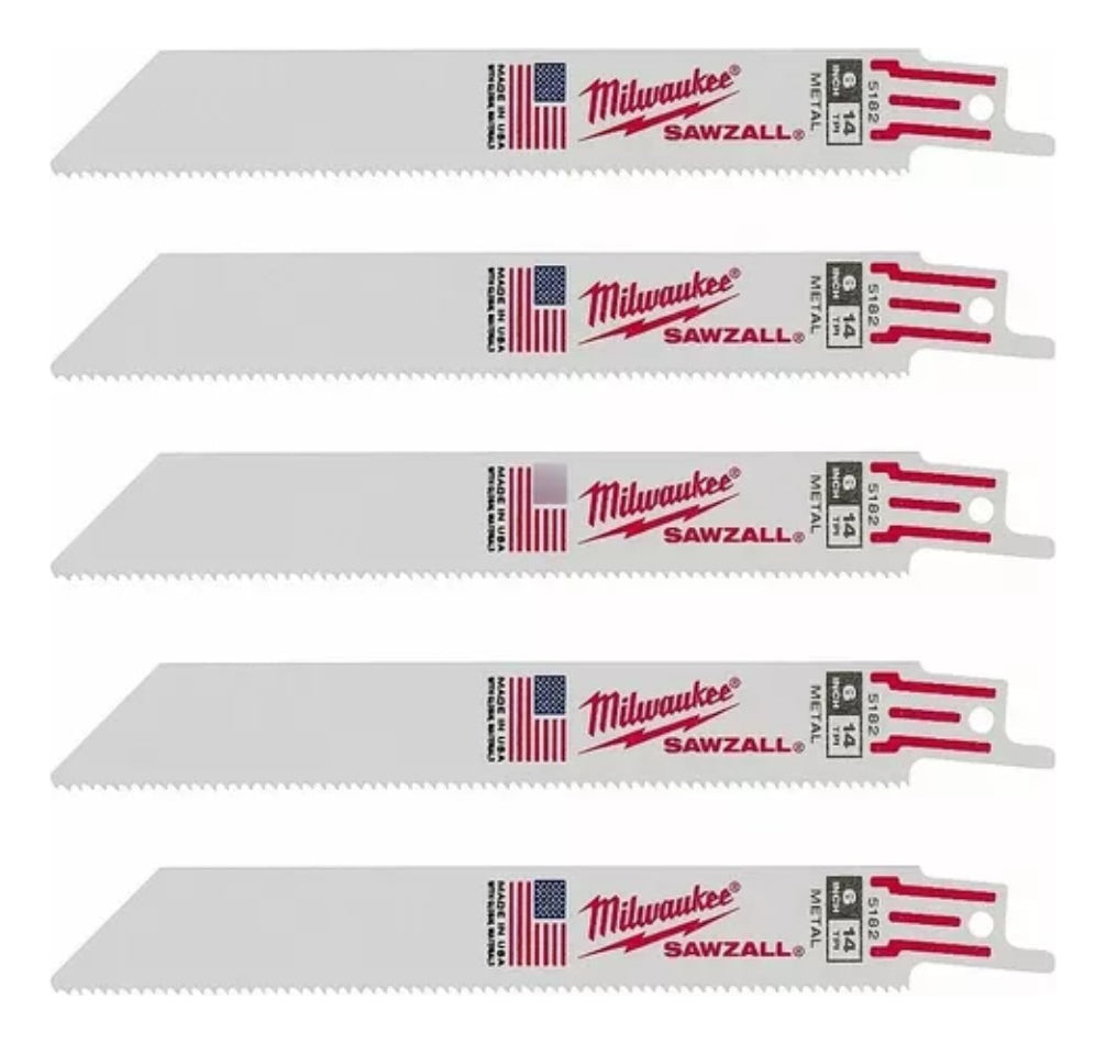 Blister 5 Hojas de Sierra Sable para Metal 6'' 14 Dpi Milwaukee 4800-5182 4