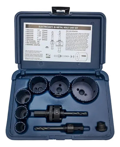 Kit De Sierra De Orificio Bimetálico Blu-mol 9593, 9 Piezas