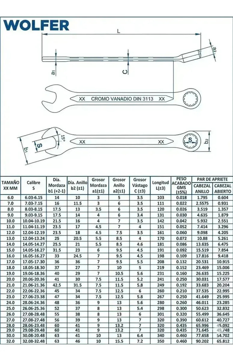 Juego 27 Llaves Combinadas 8-32mm Wolfer Cr-v Profesional