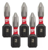 5 Puntas Cortas Imantadas Impacto PH2 25mm 1/4'' Milwaukee 4832-4601 1