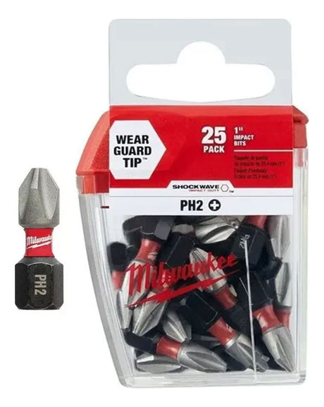 Puntas Ph2 X 25mm de Impacto x25 Un. Milwaukee 4832-4604 1