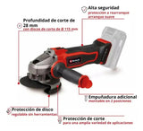 Amoladora Inalámbrica Einhell 18v Te-ag 18/115 2 Kit Discos