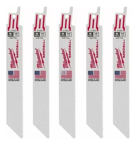 Blister 5 Hojas de Sierra Sable para Metal 6'' 14 Dpi Milwaukee 4800-5182 3