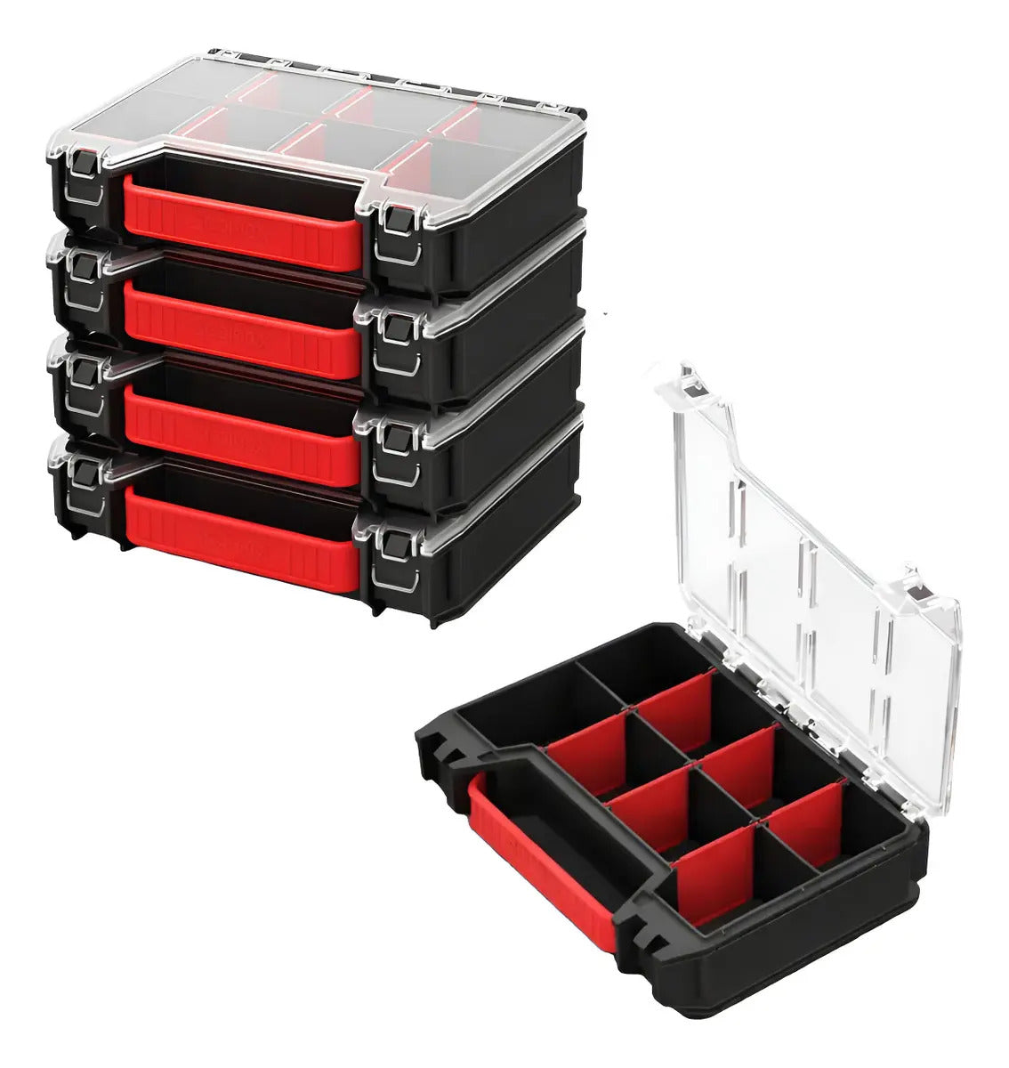 Pack X4 Organizador De Tornillos Y Accesorios Apilable Qbrix