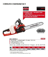 Motosierra Inalambrica Ge-lc 36v Poda 2 Baterías 4ah Einhell