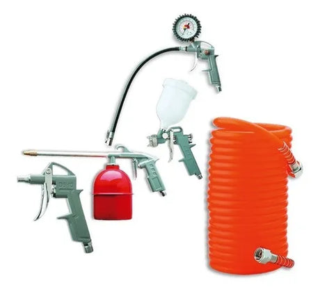 Kit Aire Compresor 5 Piezas Inflador Pistola Pintar Niwa