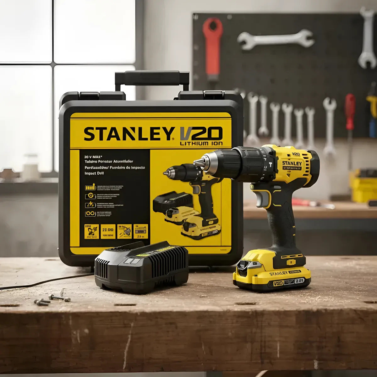 Kit Taladro Percutor 20v + Accesorios Stanley Scd712d2k