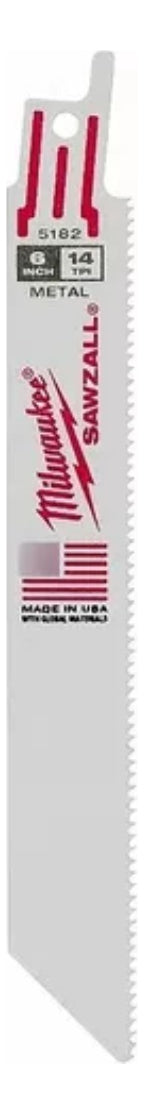 Blister 5 Hojas de Sierra Sable para Metal 6'' 14 Dpi Milwaukee 4800-5182 2