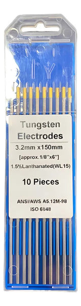 10 Electrodos Tig Tungsteno 3,2mm Punta Dorada Wolfer