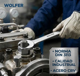 Llave Combinada 15mm Wolfer Acero Cr-v Profesional Din 3113
