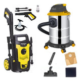 Combo Hidrolavadora 1400w + Aspiradora 20 Lts 1200w + Acc