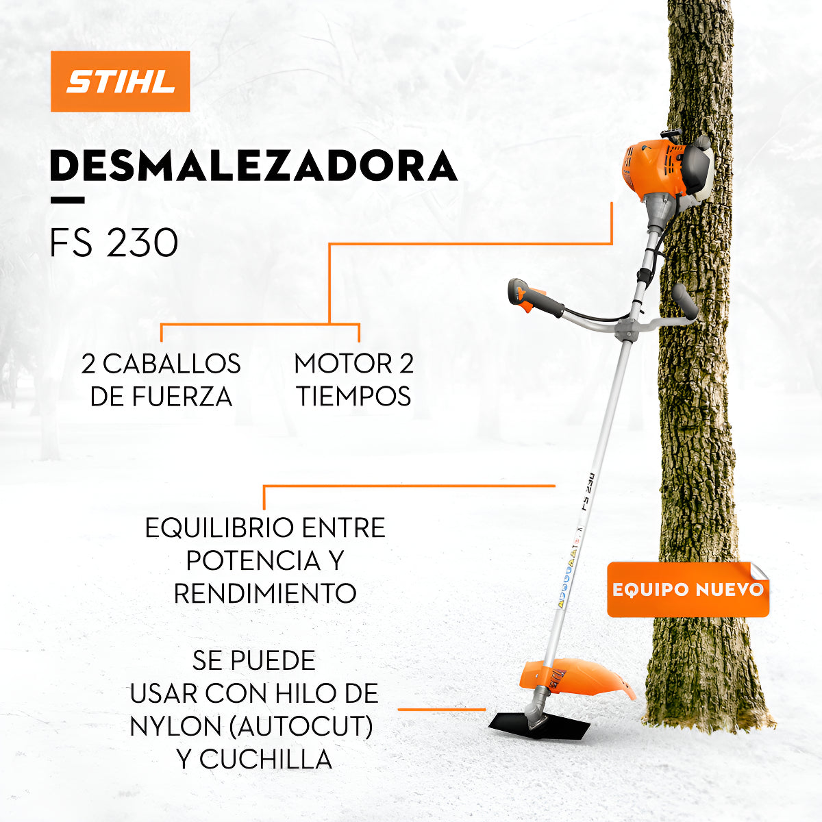 Desmalezadora Profesional 2T de 2HP con Arnés Stihl FS-230