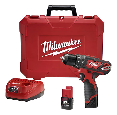 Taladro Atornillador Percutor 10mm + 2 Bat. con Maletín Milwaukee 2408-259A 1