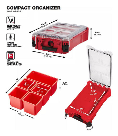 Caja Organizadora Compacta Packout Milwaukee 4822-8435 6