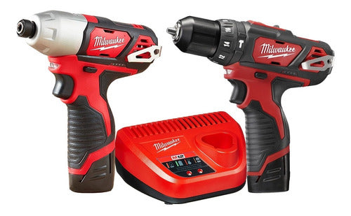 Kit Taladro Percutor + Atornillador de Impacto Milwaukee 2497-259A 1