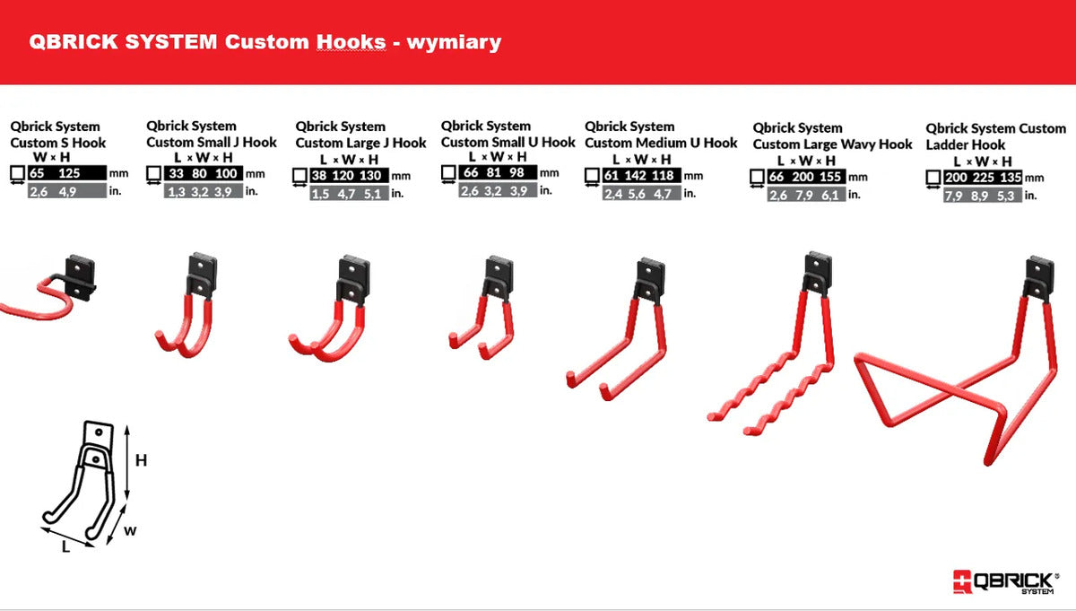 Soporte Gancho U Medio Qbrick Hook Para Caja Y Panel
