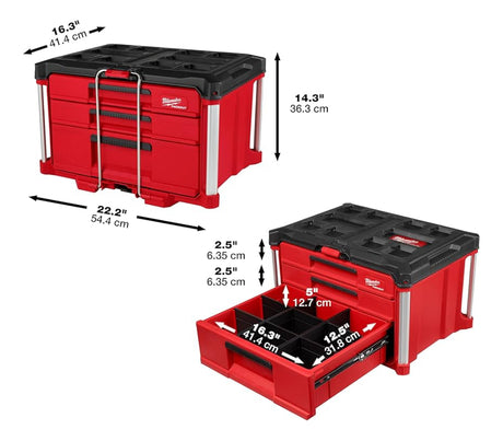 Caja de Herramientas de 3 Cajones Packout Milwaukee 4822-8447 4
