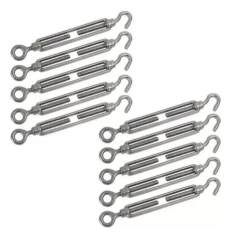 Tensor Ojo Gancho Herrabox Galvanizado 8mm Para Cables 10 U