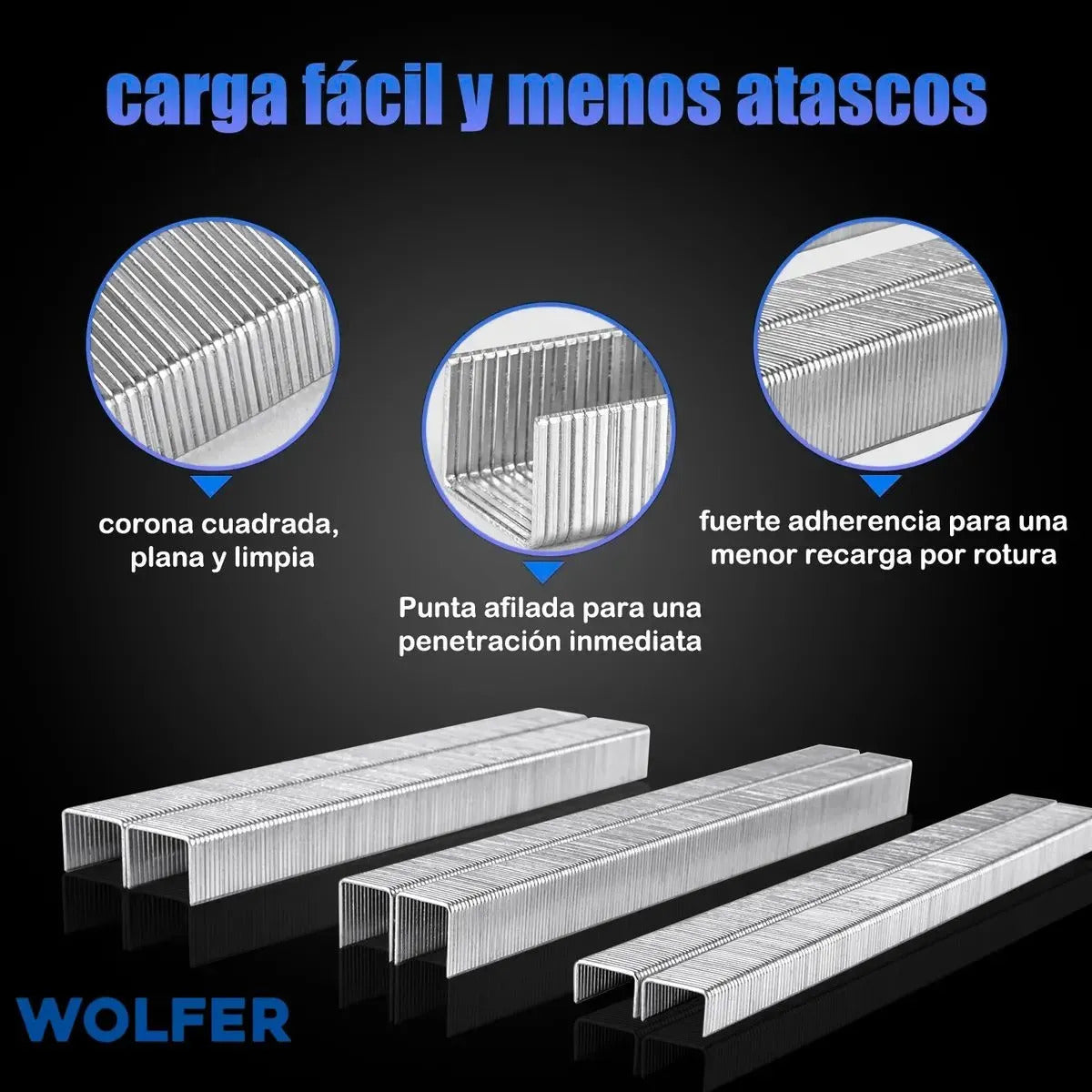 Grapas Galvanizadas Para Tapicería Wolfer 7110, Calibre 22