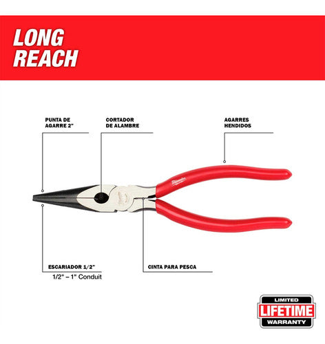 Pinza De Punta Larga de 8'' (200mm) Milwaukee 4822-6501 3