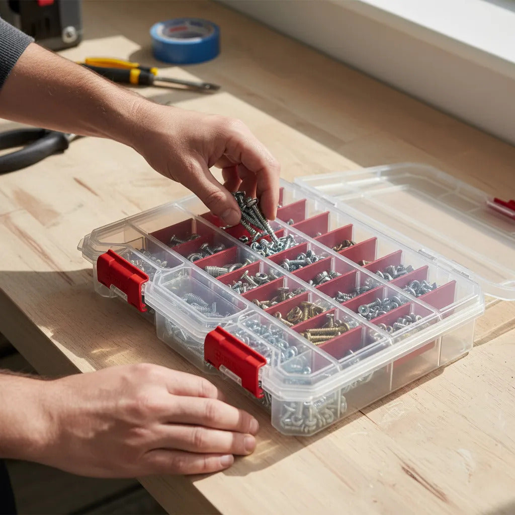 Gavetero Organizador Plastico Divisiones Tornillos Qbrick L