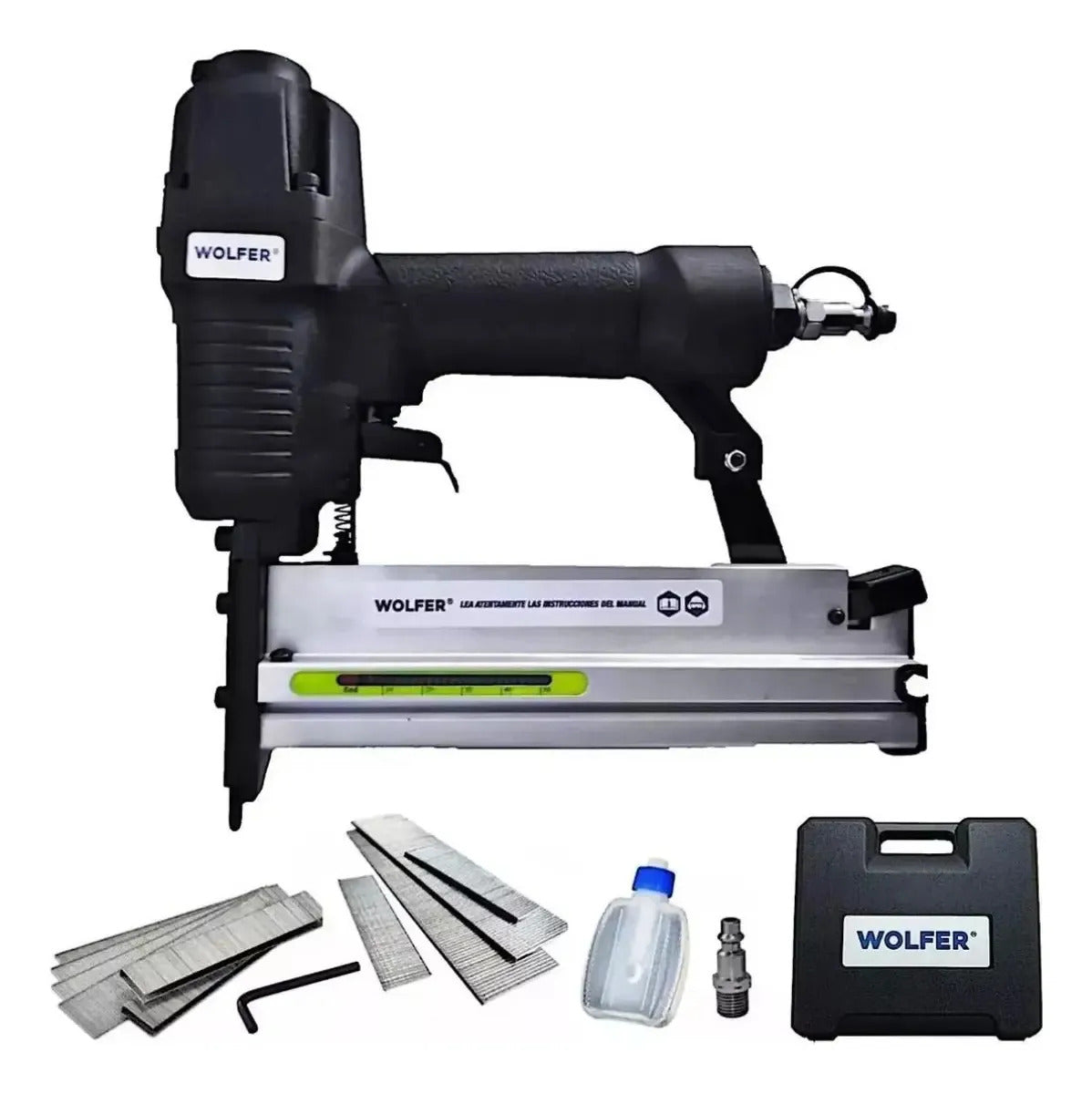 Compresor De Aire Sin Aceite 24l+ Engrampadora Wolfer 2 En 1